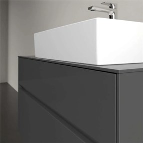 VILLEROY &amp; BOCH Collaro závesná skrinka pod umývadlo na dosku (umývadlo vpravo), 2 zásuvky, s LED osvetlením, 1000 x 500 x 548 mm, Glossy Grey, C127B0FP