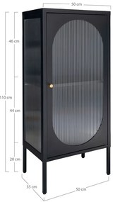 Čierna kovová vitrína 50x110 cm Adelaide – House Nordic