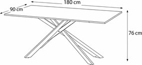 Jídelní stůl NEROSS 180 černá + 4ks jídelní židle ARIA šedá
