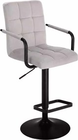 LuxuryForm DESIGN Barová stolička VERONA BLACK VELUR na čiernom tanieri - svetlosivá