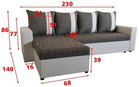 Rohová sedacia súprava AMARA, 230x140x86, berlin 02/madryt 1100