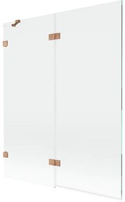 Mexen Lunar, 2-krídlová vaňová zástena ľavá 140 x 150 cm, číre sklo, medená matná, 897-140-100-65-00-L