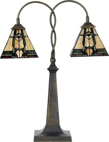 Béžovo-hnedá stolná lampa tiffany Bernadette I - 48*66 cm E27/max 2*40W