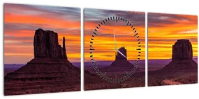 Obraz - Monument Valley v Arizone (s hodinami) (90x30 cm)