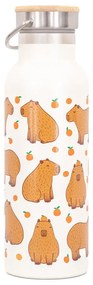 Hnedá/krémová cestovná antikoro fľaša 425 ml Capybara – Sass &amp; Belle