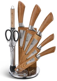 8 dielna sada nožov v otočnom stojane v hnedej farbe