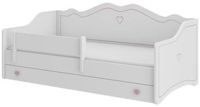 Detská posteľ EMKA B + matrac, 80x160, biela/ružová