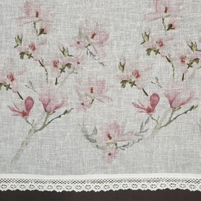 Dekorstudio Kuchynská záclonka AMELIA zdobená kvetinovou potlačou a čipkou 150 x 30 cm