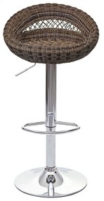 2x Barová stoličkaHWC-G26, polyratan / chróm - hnedá