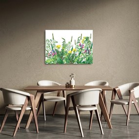 Sklenený obraz - Maľované lúčne kvety (70x50 cm)
