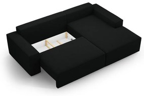 Čierna rozkladacia rohová pohovka z textílie bouclé (pravý roh) Jodie – Micadoni Home