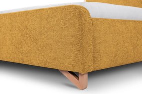 Posteľ Flamingo 180x200 cm, žltá štruktúrovaná tkanina