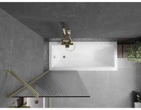 Mexen Next, 1-krídlová vaňová zástena 70 x 150 cm, 6mm sklo Ribs, zlatá matná, 895-070-000-00-09-55