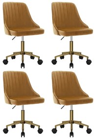 Otočné jedálenské stoličky 4 ks hnedé zamatové 3090100