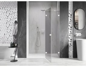 Mexen, Mexen Lunar pravé otočné sprchové dvere 135 cm, transparentné, biele - 834-135-000-20-00-P