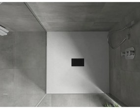Mexen Hugo, štvorcová sprchová vanička SMC 100 x 100 cm, biela, čierna krytka, 42101010-B