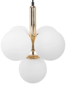 Toolight Toolight, závesné svietidlo s bielymi guľami 5xE27 APP1574-5CP, biela-zlatá, OSW-00360