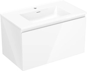 Mexen Orio, kúpeľňová skrinka 80 cm s umývadlom Otis, 1 zásuvka, biela lesklá, 91A10-08047-1-BF00-W18M00