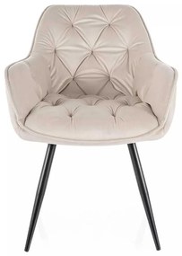 Jedálenská stolička Cherry Velvet, krémová / čierna