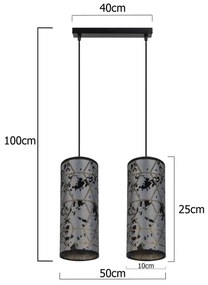 Luster na lanku AVALO 2xE27/60W/230V šedá/čierna