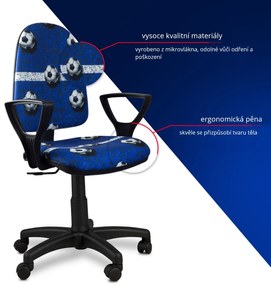 Detská otočná stolička BRANDON - FUTBAL modrá