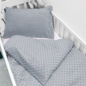 Biante Detské posteľné obliečky do postieľky Minky 3D bodky MKP-050 Striebornosivé Do postieľky 90x130 a 40x60 cm
