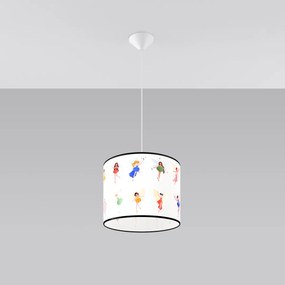 Detské závesné svietidlo Fairy, 1x plastové tienidlo so vzorom, (fi 30cm)