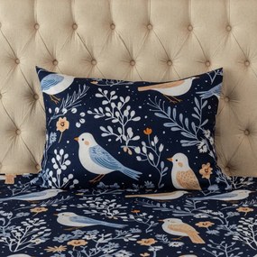 Obliečka na vankúš z mikrovlákna DENIM BIRDS 50x70 cm, modrá