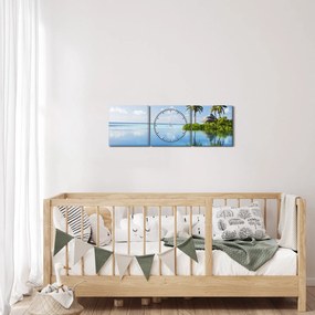 Obraz - Tropický ostrov (s hodinami) (90x30 cm)