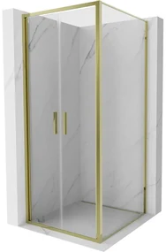 Mexen Exo, výklopný sprchový kút 70 x 70 cm, číre sklo, zlatá, 814-070-070-50-00