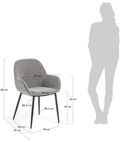 Sivé čalúnené jedálenské kreslo Konna – Kave Home