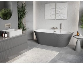 Mexen Oris, voľne stojaca ryhovaná vaňa 170 x 80 cm, biela-šedá, oceľový prepad, 52871708062-97