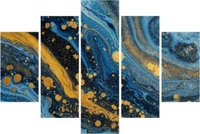 Obraz - Modrá abstrakcia so zlatom (150x105 cm)