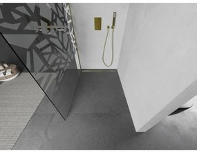 Mexen Kioto L, sprchová zástena Walk-In 70 x 200 cm, 8mm číre sklo biely vzor, zlatý matný profil, 800-070-103-55-85
