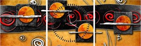 Obraz abstrakcie - Planéty (s hodinami) (90x30 cm)
