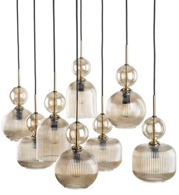 Závesný luster SOPHIA na lanku 8xE14/10W/230V čierna/dymovo-béžová