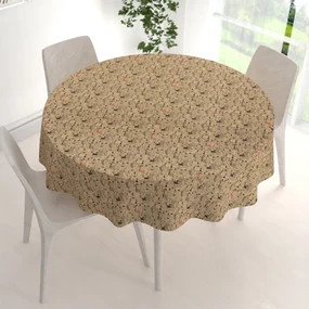 Biante Dekoračný okrúhly obrus PML-093 Pes medzi mačkami na hnedobéžovom Ø 80 cm