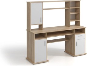Písací stôl Vigo 160 cm s nadstavcom dub Sonoma/biely