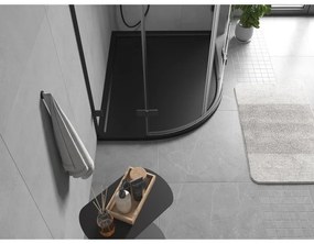 Mexen Flow, asymetrická štvrťkruhová sprchová vanička slim, pravá 100 x 90 cm, čierna matná, 46Q709010R