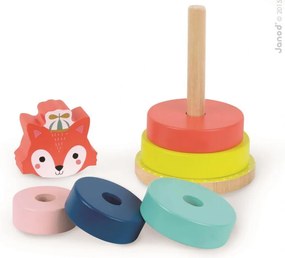 Drevená stohovacia pyramída s líškou