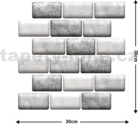 Samolepiace PVC 3D panely TPO2802, rozmer 30 x 30 cm, tehlový obklad sivo-biely, IMPOL TRADE