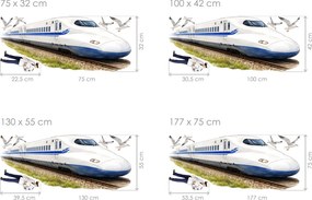 Vlak Shinkansen textilní prelepiteľná nálepka na stenu hárok 75 x 32 cm