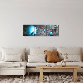Obraz svetlo modrých gulí (s hodinami) (90x30 cm)
