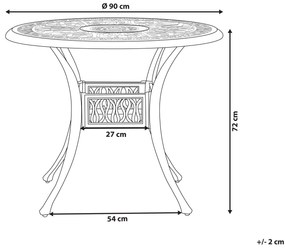 Záhradný stôl okrúhly hliníkový ⌀ 90 cm čierny ANCONA Beliani