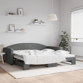 Denná posteľ s rozkladacou posteľou tmavosivá 100x200 cm látka 3197194
