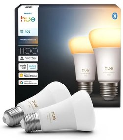 SADA 2x stmievateľných LED žiaroviek Philips Hue WHITE AMBIANCE E27/8,1W/230V 1000-20000K