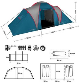 Rodinný stan NILS Camp NC6431 Highland IV modrý/svetlo sivý
