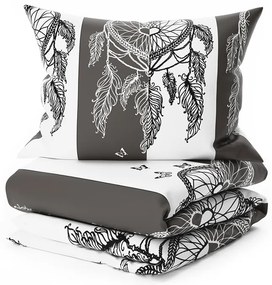 Sada mikroplyšových obliečok TIRSO sivo-biele + obliečka mikroplyš SOFT 90x200 cm biele, jednolôžko