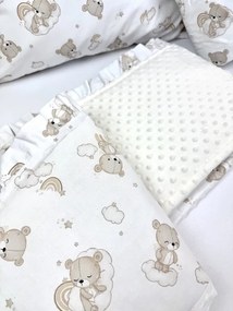 INTERMEDIC SK Mantinel do postieľky s volánikom Teddy / minky krémová – 180x30 cm