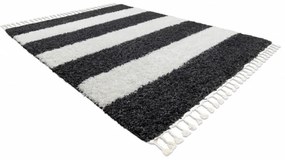 Kusový koberec Shaggy Pruhy šedý 140x190cm